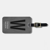 グレイカッコいいブラックモノグラはっきりしたム ラゲッジタグ (正面横)