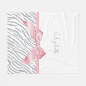 グレイガーリートラストライプアニマルプリント(名前) フリースブランケット (正面(横))