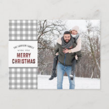 グレイギンガム柄のMERRY CHRISTMAS 2枚の写真入り