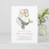 グレイクジラ金ゴールドグリッターファーストバースデーパーティー 招待状 (スタンド正面)