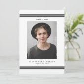 グレイクラシックストライプモダン2022写真卒業 案内状 (スタンド正面)