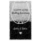 グレイグリッターアンドダマスク スモールペーパーバッグ (裏面)