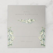 グレイゲスノーベリー+ユーカリ結婚の折り畳み プレイスカード (外部開封)