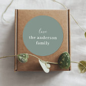 グレイシッシュセージエレガントグリーンシック手書き愛 ラウンドシール