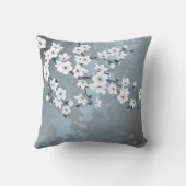 グレイシッシュブルーホワイトフローラさくらんぼ花 クッション (裏面)