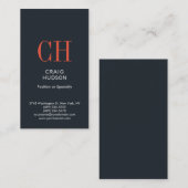 グレイシッシュブルーモノグラムプロフェッショナル名刺 名刺 (正面/裏面)