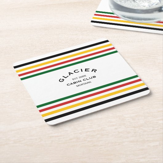 グレイシャーキャビンカスタムクラブCRESTパークストライプ スクエアペーパーコースター (アングル)