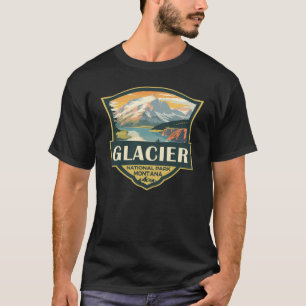 グレイシャーナショナルパークイラストレーショントラベルヴィンテージ Tシャツ