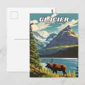 グレイシャーナショナルパークイラストレーションレトロデカティヴ ポストカード (正面/裏面)