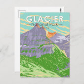 グレイシャーナショナルパークイン春モンタナヴィンテージ ポストカード (正面/裏面)