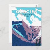 グレイシャーナショナルパークカナダトラベルアートヴィンテージ ポストカード (正面/裏面)