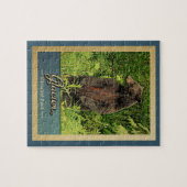 グレイシャーナショナルパークベアーヴィンテージトラベル ジグソーパズル (横)