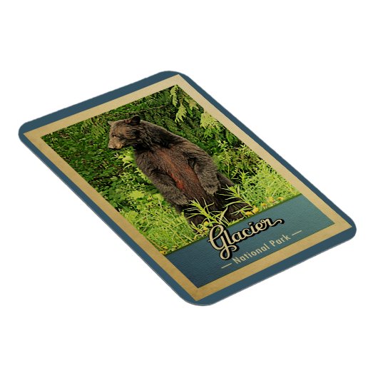 グレイシャーナショナルパークベアーヴィンテージトラベル マグネット (右側)