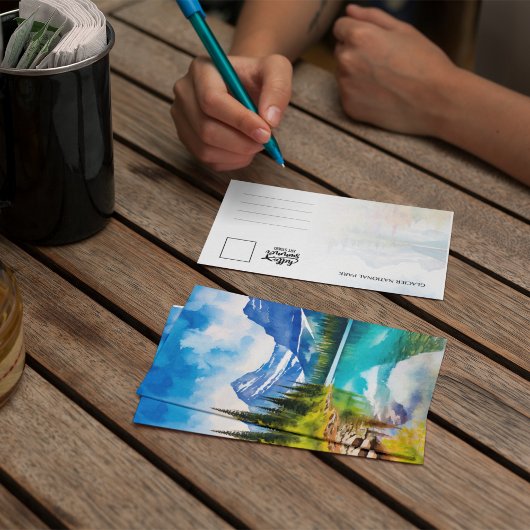 グレイシャーナショナルパークモンタナウォーターカラーポストカード 招待状