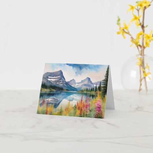 グレイシャーナショナルパークモンタナウォーターカラー カード (黄色い花)