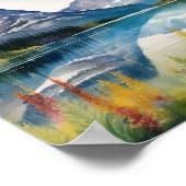 グレイシャーナショナルパークモンタナウォーターカラー ポスター (角)