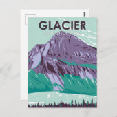 グレイシャーナショナルパークモンタナヒドゥンレイクヴィンテージ ポストカード (正面/裏面)