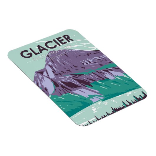 グレイシャーナショナルパークモンタナヒドゥンレイクヴィンテージ マグネット (右側)