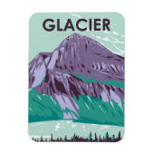 グレイシャーナショナルパークモンタナヒドゥンレイクヴィンテージ マグネット (縦)