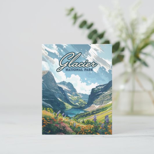 グレイシャーナショナルパークモンタナレイクレトロカード (スタンド正面)