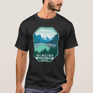 グレイシャーナショナルパークモンタナレトロエンブレム Tシャツ
