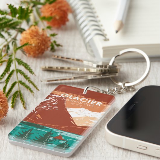 グレイシャーナショナルパークモンタナヴィンテージ両面 キーホルダー (正面右)