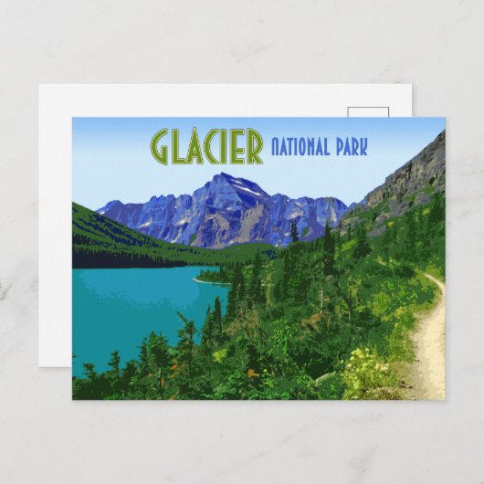 グレイシャーナショナルパークモンタナヴィンテージ ポストカード (正面/裏面)