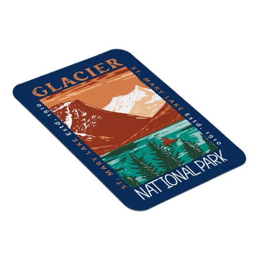 グレイシャーナショナルパークモンタナヴィンテージ マグネット (右側)