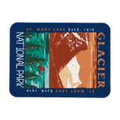 グレイシャーナショナルパークモンタナヴィンテージ マグネット (横)