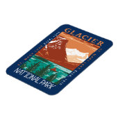 グレイシャーナショナルパークモンタナヴィンテージ マグネット (左側)