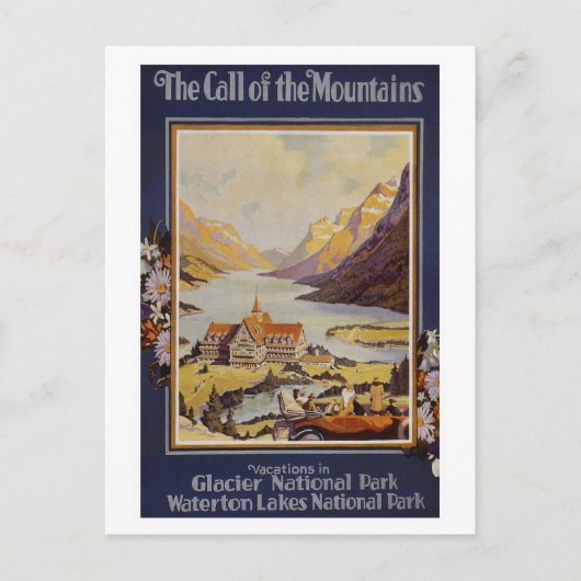 グレイシャーナショナルパークヴィンテージトラベル ポストカード (正面)