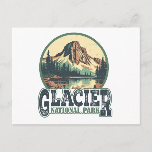 グレイシャーナショナルパークヴィンテージ旅行はがき ポストカード (正面)