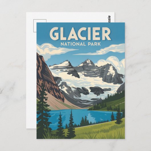 グレイシャーナショナルパークヴィンテージ ポストカード (正面/裏面)