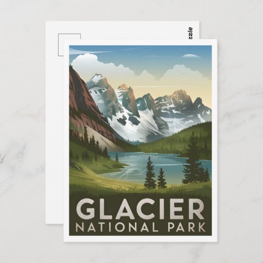 グレイシャーナショナルパークヴィンテージ ポストカード (正面/裏面)