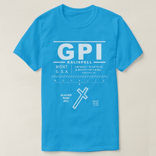 グレイシャーパーク国際的エアポートGPI Tシャツ (デザイン正面)