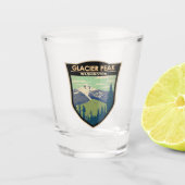 グレイシャーピークワシントントラベルアートヴィンテージ ショットグラス (正面)