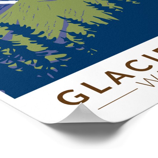 グレイシャーピークワシントントラベルアートヴィンテージ ポスター (角)