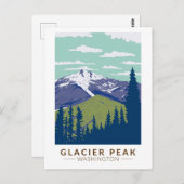 グレイシャーピークワシントントラベルアートヴィンテージ ポストカード (正面/裏面)