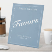 グレイシャーブルーホワイトミニマリスト結婚式の引き出物 台座サイン (インサイチュ)