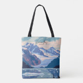 グレイシャーベイアラスカヴィンテージアートトラベルイラストレーション トートバッグ (裏面)