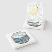 グレイシャーベイナショナルパークアラスカオルカアートヴィンテージ ストーンコースター (横)