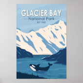 グレイシャーベイナショナルパークアラスカオルカアートヴィンテージ ポスター (正面)