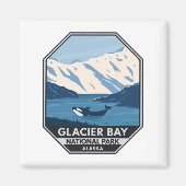 グレイシャーベイナショナルパークアラスカオルカアートヴィンテージ マグネット (正面)