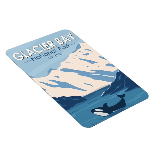 グレイシャーベイナショナルパークアラスカオルカアートヴィンテージ マグネット (右側)