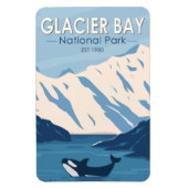 グレイシャーベイナショナルパークアラスカオルカアートヴィンテージ マグネット (縦)
