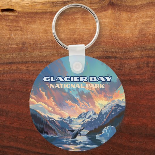 グレイシャーベイナショナルパークアラスカクジラヴィンテージ キーホルダー (裏面)