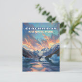 グレイシャーベイナショナルパークアラスカクジラヴィンテージ ポストカード (スタンド正面)