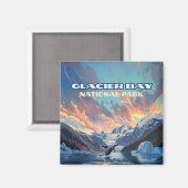 グレイシャーベイナショナルパークアラスカクジラヴィンテージ マグネット (正面/裏面)