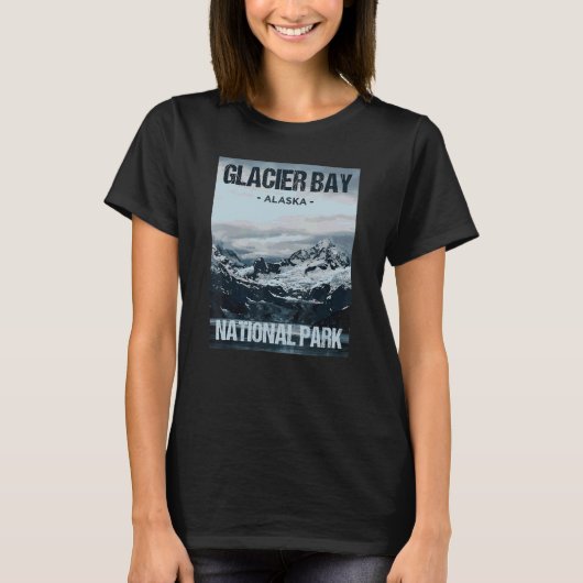 グレイシャーベイナショナルパークアラスカポスターデザイン Tシャツ (正面)