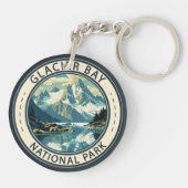 グレイシャーベイナショナルパークイラストレーショントラベルアート キーホルダー (裏面)